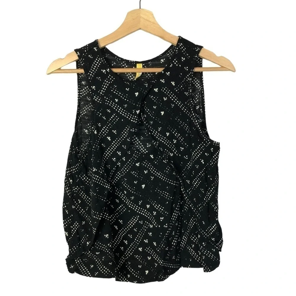 Free People Look Through Black Printed Tank‎ Top S